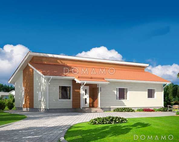 Проект каркасного дома с нестандартной двускатной крышей