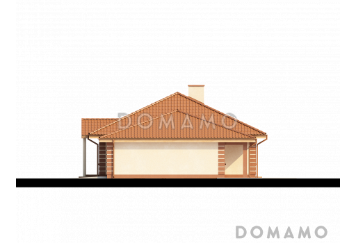 Проект просторного одноэтажного дома из газобетона с гаражом тремя спальнями / Фасад 3