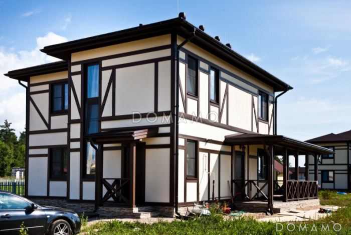 Проект двухэтажного каркасного дома в стиле фахверк