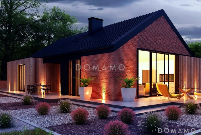 Проект дома из газобетона в стиле барнхаус с кабинетом, комнатой отдыха и увеличенной котельной