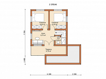 Каркасный дом "Куб" / План 2 этажа