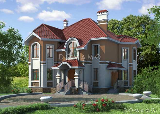 Проект кирпичного дома с арочными окнами