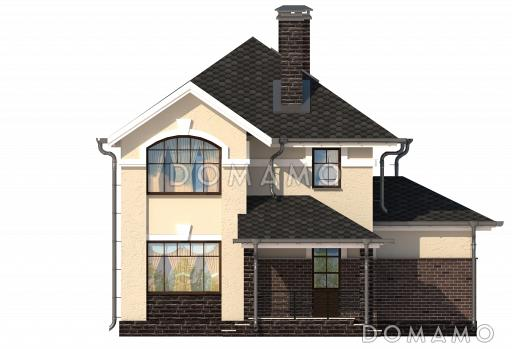 Проект дома с кухней-столовой, двумя спальнями, угловой ванной / Фасад 4