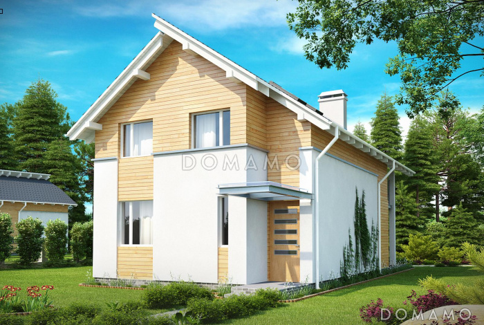 Проект небольшого мансардного дома из газобетона с отделкой планкеном