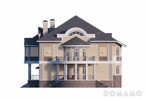 Проект дома с мансардой и гаражом на два авто / Фасад 4