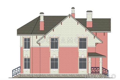 Проект кирпичного дома с необычной конфигурацией кровли / Фасад 3