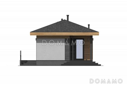 Проект гостевого дома со спальней, террасой и местом для хранения дров / Фасад 2