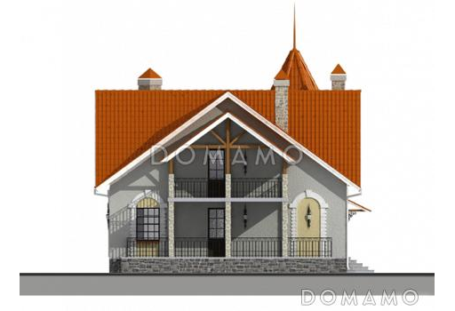 Проект дома из газобетона с башней / Фасад 4