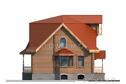 Проект коттеджа из бруса в русском стиле / Фасад 4