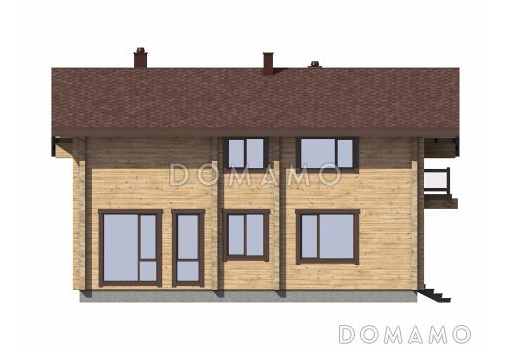 Проект дома из бруса с 4 спальнями и кабинетом с балконом / Фасад 2