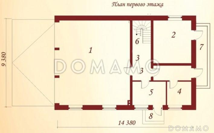 Проект гаража для трех автомобилей с жилыми комнатами на втором этаже / План 1 этажа