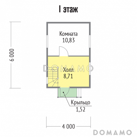 Проект дома со стенами из клееного бруса / План 1 этажа
