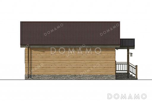 Проект одноэтажного дома с двумя спальнями и каркасными стенами / Фасад 2