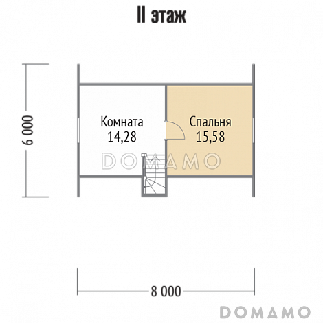 Проект каркасного дома с двумя спальнями / План мансардного этажа