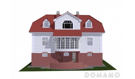 Проект коттеджа с гаражом и зимним садом / Фасад 3