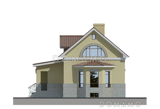 Проект кирпичного дома с верандой / Фасад 1