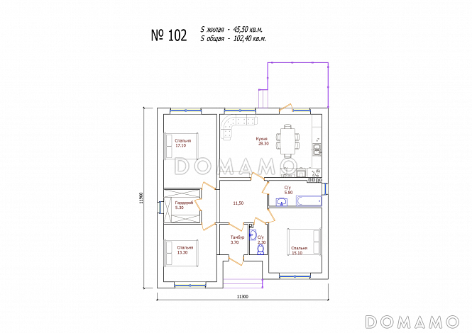 Проект 102 / План 1 этажа