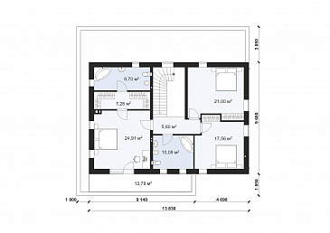 Проект современного дома с плоской кровлей в стиле Хай-Тек S-219-1 / План 2 этажа
