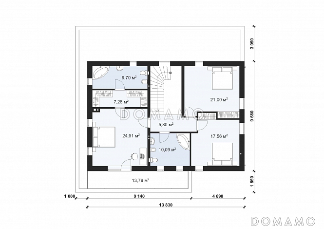 Проект современного дома с плоской кровлей в стиле Хай-Тек S-219-1 / План 2 этажа