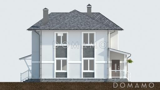 Проект двухэтажного дома с террасой, большой кухней-гостиной, кладовой / Фасад 4