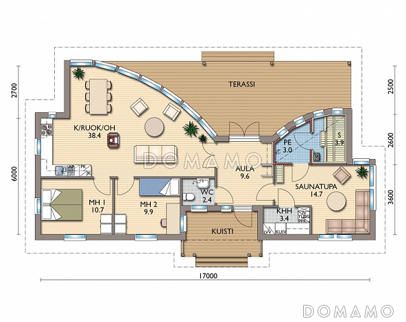 Проект одноэтажной каркасной сауны / План 1 этажа
