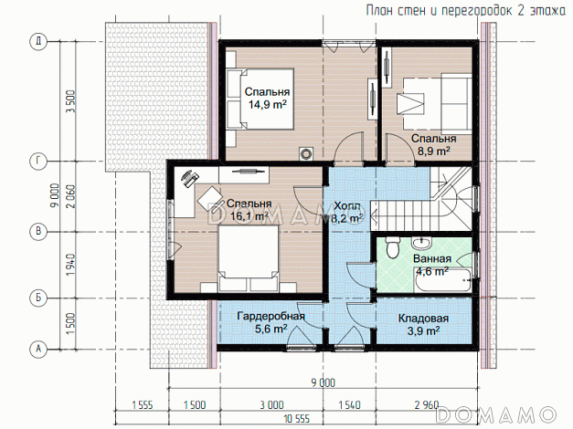 Каркасный дом "Болин" / План 2 этажа