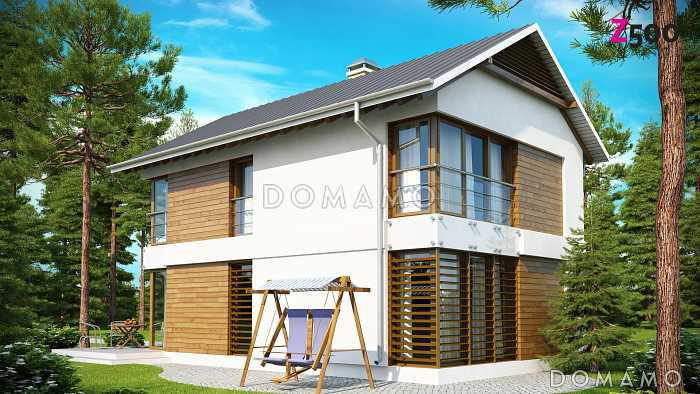 Проект компактного двухэтажного дома из газобетона с тремя спальнями