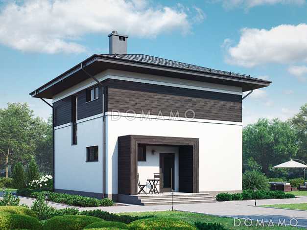 Проект двухэтажного дома с котельной с окном, комнатой на первом этаже и тремя спальнями на втором