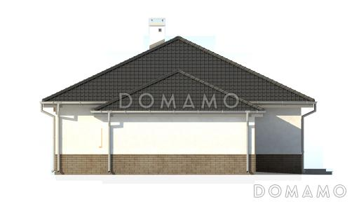 Проект одноэтажного дома из кирпича с тремя спальнями, угловым окном в кухне и гаражом / Фасад 4