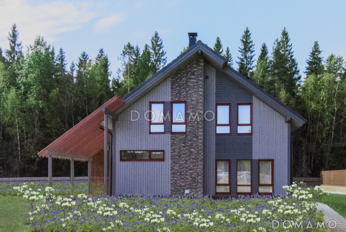 Проект каркасного дома с ванной комнатой на втором этаже