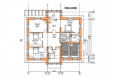 Проект двухэтажного коттеджа с террасой / План 2 этажа