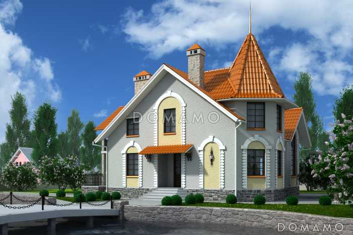 Проект дома из газобетона с башней