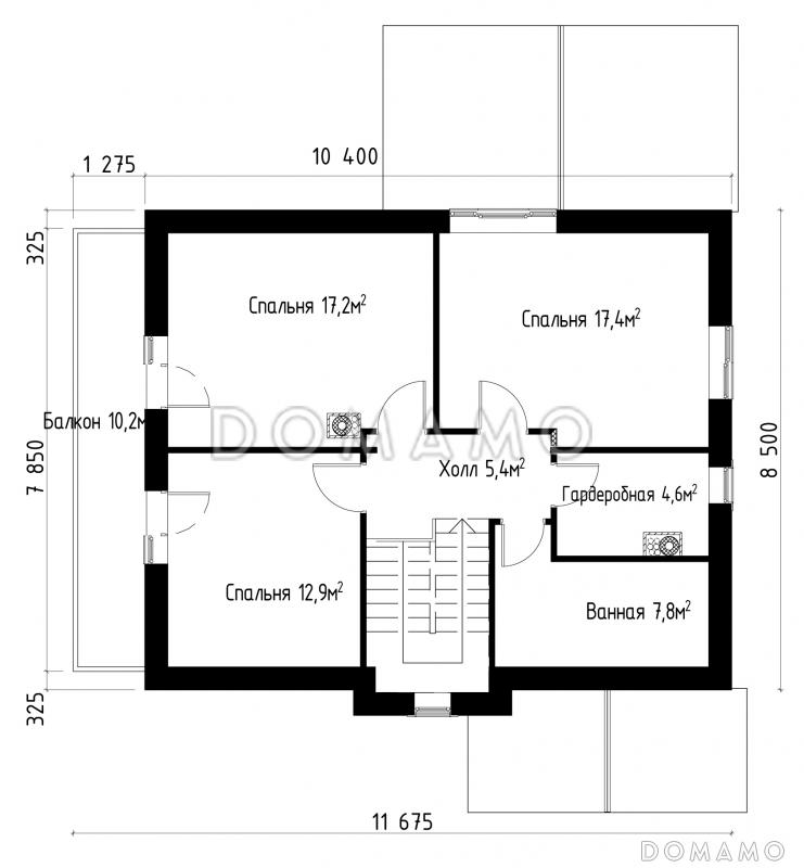 Проект коттеджа из СИП панелей в стиле шале / План мансардного этажа