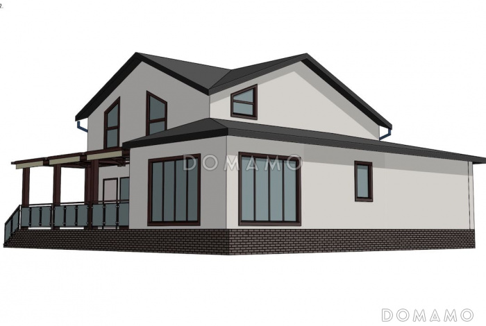 Проект двухэтажного каркасного дома с мансардой и гаражом