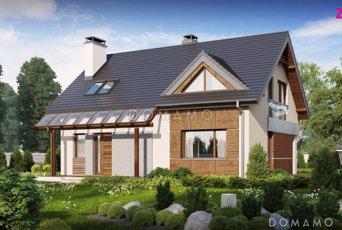 Проект классического мансардного дома из кирпича с современными элементами архитектуры