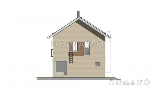 Проект двухэтажного каркасного дома с французским балконам на втором этаже / Фасад 3