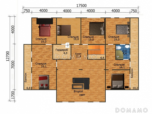 Проект дома для большой семьи / План мансардного этажа