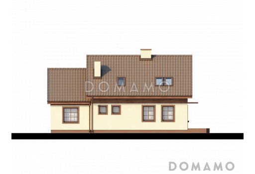 Проект одноэтажного мансардного дома из кирпича с гаражом и тремя спальнями / Фасад 2