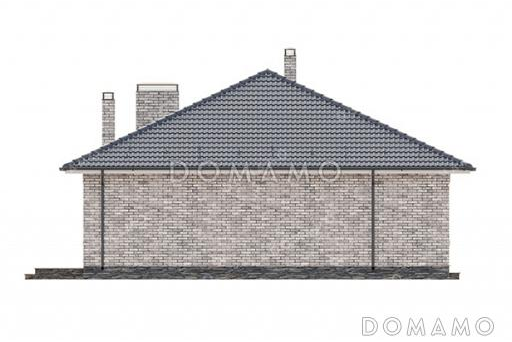 Проект дома с тремя спальнями, окном в ванной комнате и террасой рядом с гостиной / Фасад 4