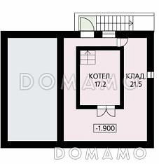 Проект дома из кирпича с зимним садом и небольшим подвальным помещением / План цокольного этажа