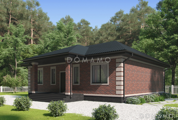 Проект загородного дома с террасами, просторной кухней-столовой без перегородки с холлом