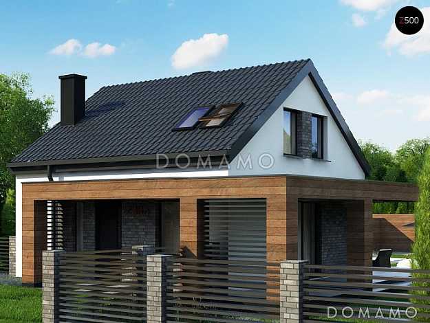 Проект компактного одноэтажного мансардного дома из газобетона с кабинетом и двумя спальнями