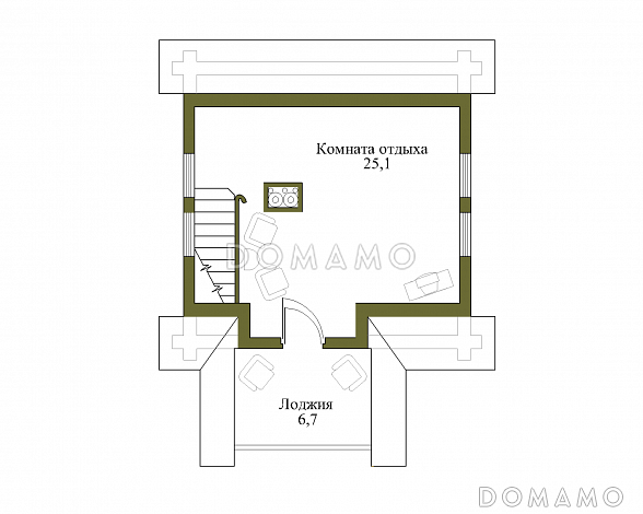 Проект бани с мансардой и подвалом / План мансардного этажа