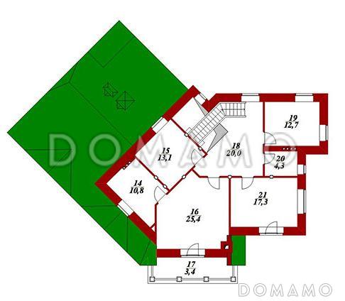 Проект двухэтажного дома с гаражом / План 2 этажа