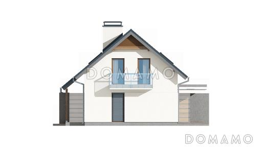 Проект одноэтажного мансардного дома из кирпича с отдельными входами для двух семей / Фасад 4