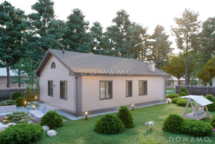 Проект компактного одноэтажного дома из газобетона с 3 спальнями, котельной и постирочной