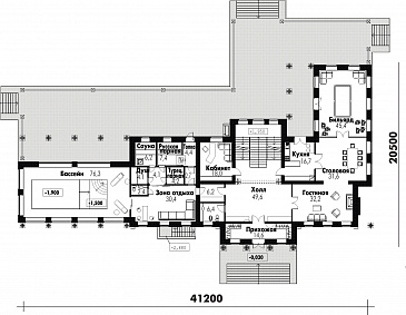 Большой дом в классическом стиле / План 1 этажа