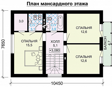 Проект небольшого дома из СИП панелей с интересной отделкой / План мансардного этажа