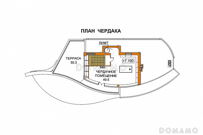 Проект дома современного дома с лифтом / План 3 этажа