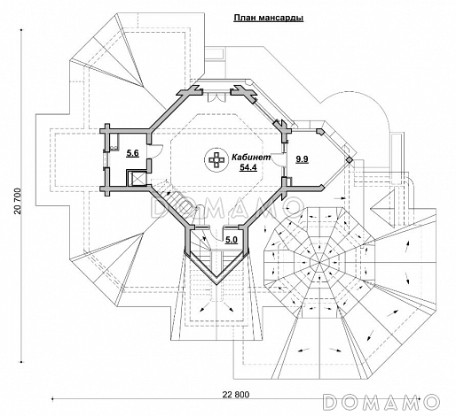 Коттедж с причудливыми башенками / План мансардного этажа
